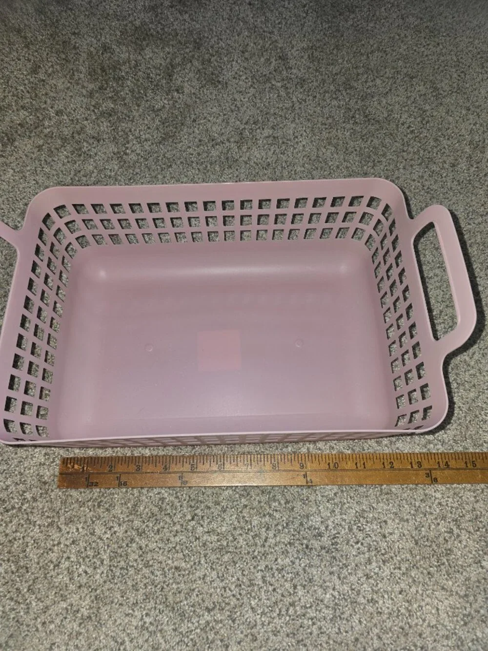 Blush Pink Plastic Storage Basket Organizer w/ Handles 14x9